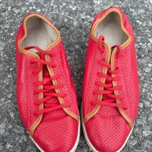 Women's Red Rockport Sneakers with Tan Trim